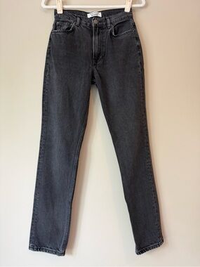Reformation Jeans Black Wash High Rise Straight Leg Size 24 Monterey